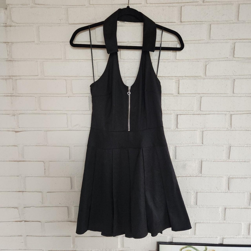 Pleated pinafore school girl mini dress | h&m | small